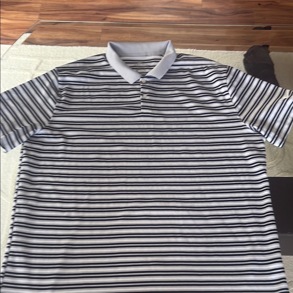 Nike Black and White Polo Shirt Classic Striped Design